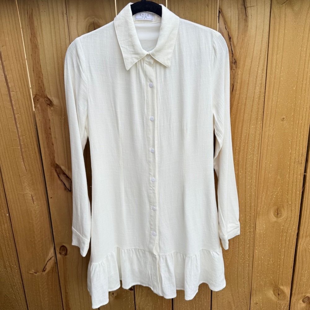 Sage Cream Button-Front Mini Dress